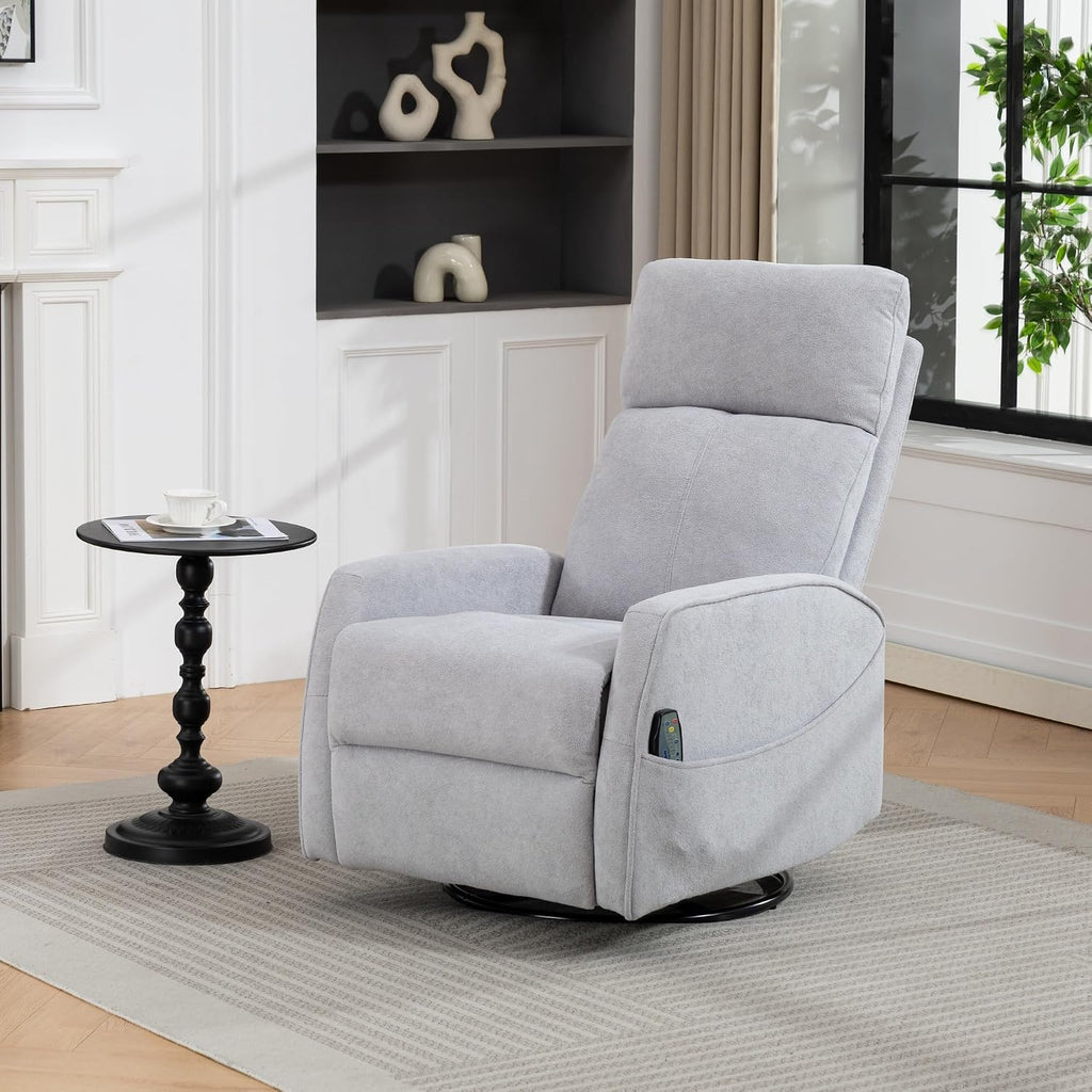 Manual Rocking Chair Nursery with Massage and Heat for Adults Comfy High Back Swivel Gilder Rocker Recliner for Bedroom Living Room