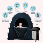 SlumberPod The Original Blackout Sleep Tent Travel Essential for Babies and Toddlers, Mini Crib and Pack N Play Cover, Sleep Pod for Kids with Monitor Pouch and Fan Pouch, Blocks 99% Light, Black