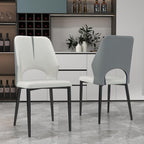 Upholstered Dining Chairs Set of 2, Modern PU Leather Dining Room Kitchen Side Chair with Padded Seat and Metal Legs Restaurant/Cafe,Light Grey