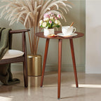 VECELO Round Side Table, Small End Table for Indoor Outdoor, Wooden Bedside Table with Non-Slip Foot Pads, 3-Legged Nightstand for Living Room Bedroom Bathroom, 20" x 20" x 23.8",Rustic Walnut