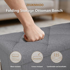Folding Ottoman with Storage Bench,Storage Ottoman Bench,30 Inches Ottoman Foot Rest,End of Bed Bench,Support 660LBS Foot Rest Stool for Living Room,Bedroom,Home Office,Dark Gray（30Wx15Dx15H