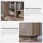 OKD Modern 70" TV Stand, Entertainment Center for TVs Up to 80", Media Console with Large Open Storage & Side Cabinets, Thick Wood Design for Living Room, Alder Grey