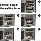 IDEALHOUSE Wine Cabinet with Large Storage Space and Detachable Rack, Small Sideboard and Buffet Cabinet with Mesh Door, Grey