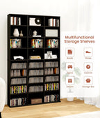 DVD Storage Shelf, 8-Tier Media Storage Cabinet with Adjustable Shelves for CDs, DVDs, Video Games, DVD Stand Tower for Living Room, Bedroom, Office, Black