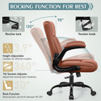 Leather Office Chair for Short People, Small PU Computer Desk Chair with Ergonomic Backrest, Adjustable Armrests, 360° Swivel Rolling Task Chair for Home Office and Gaming