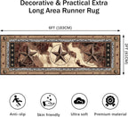 Western Runner Rug 2x6 for Hallway Brown Texas Star Rustic Home Decor Soft Throw Carpet Non Slip Entryway Mat Washable Area Rug for Laundry Bedroom Bathroom (Deep Brown, 2' x 6')
