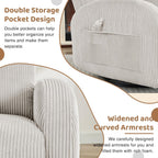 Swivel Rocker Recliner for Nursery, Glider Recliner Nursery Chair, Rocking Recliner Chairs with Double Pockets for Living Room, Camel Corduroy