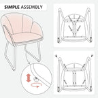 Yaheetech Flower Shape Vanity Chair with Petal Armrests, Pink | Velvet Makeup Chair no Wheels with Golden Metal Legs, Modern Side Armchair with Back for Living Room/Bedroom/Home Office