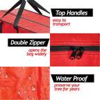 Sagler 9 ft Christmas Tree Storage Bag - Waterproof, Heavy-Duty, Large Christmas Tree Bag - Reinforced Handles, Dual Zipper, Label & Side Pocket - Protection From Dust, Water - Red, 50x15x20"