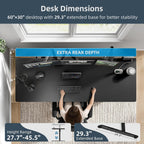 Electric Standing Desk Adjustable - 60 x 30 Inch Sit Stand Desk with Flip-Top Cable Management,Mouse Pad,Clamp Power Strip,Dual-Beam Frame,3 Memory Preset Height Adjustable for Home Office