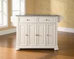 Crosley Furniture Alexandria Granite Top Rolling Kitchen Island Storage Cart, Microwave Stand, Spice Rack, White