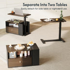 FLEXISPOT H7 CAB End Table with Drawers Storage,Narrow Side Table Nightstand with Shelves & Cabinet,Bedside Table for Small Spaces,Sofa Couch Table for Living Room Bedroom（Walnut Table with Cabinet）