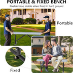 4 Feet Heavy Duty Metal Park Bench for Outside, Outdoor Bench with Portable Frame, Commercial Benches for Shopping Mall, Store, Park, Patio, Deck, Grey