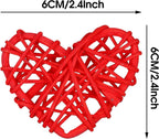Jetec 15 Pcs Valentine's Day Heart Rattan Ornaments 2.4 Inch DIY Heart Shaped Natural Vase Filler Wicker Balls Rattan Twig for Valentine Wedding Birthday Party Table Decor Crafts, Red, Pink, Rose Red