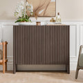 Fluted Sideboard Buffet Cabinet with Storage, 2-Door Wood Entryway Table with Curved Legs & Adjustable Shelves, Coffee Bar Cabinets for Living Room, Kitchen & Bedroom (Dark Walnut)