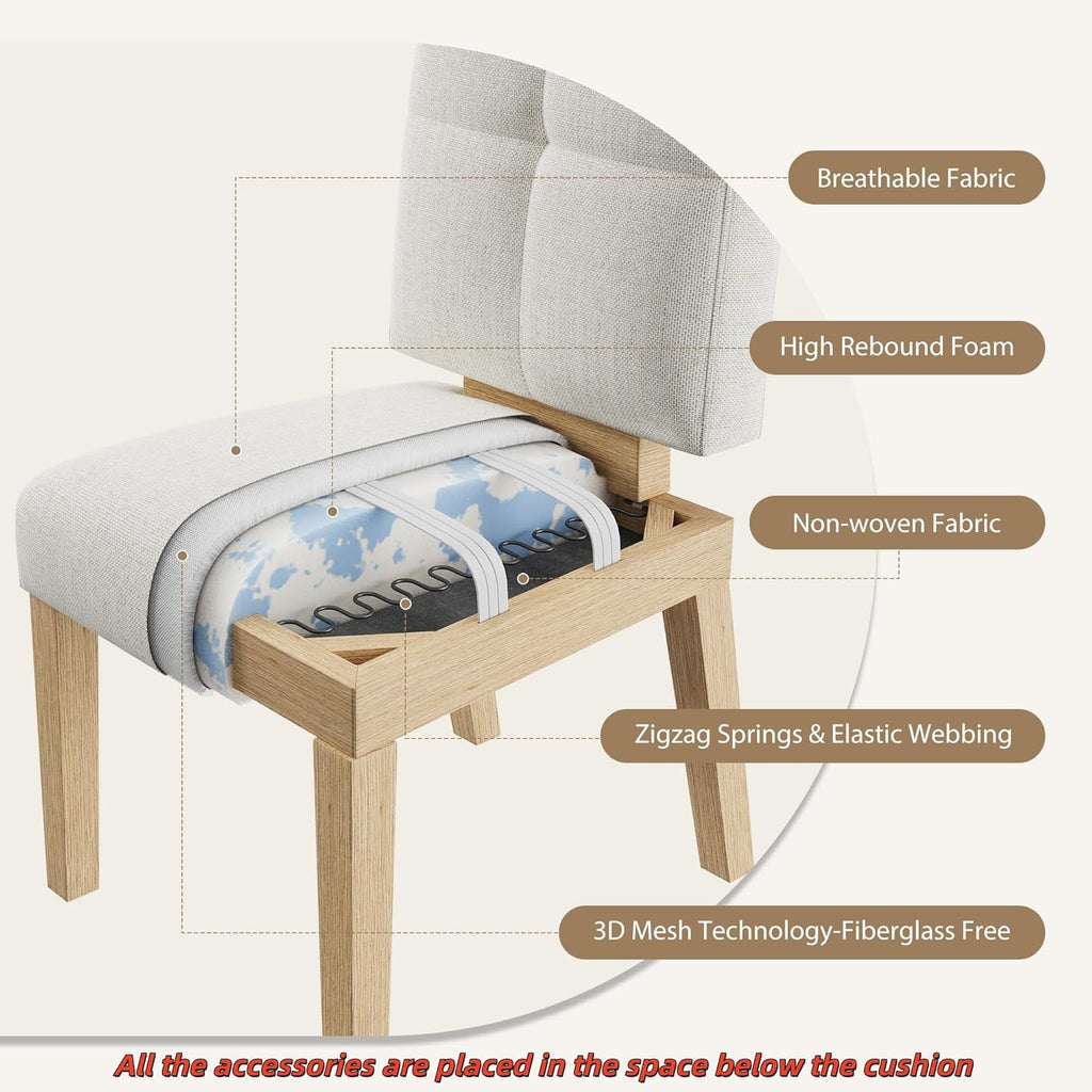 HOMRELEXA Wooden Dining Chairs Set of 4, Dining Room Chairs with Wood Legs, Cloud-Like Cushion & Reinforcement Structure Design for Kitchen/Living Room/Restaurant, Easy Assembly