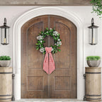 Wreath Sash for Front Door Red White Buffalo Plaid Seersucker Wreath Satin Sash Burlap Garland Ribbon Accessories for Wreath Yard Doorway Indoor Outdoor Bow Bridal Shower Home Decor,5.1 x 54.3
