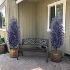 GTIDEA Artificial Purple Lavender Topiary Tree with Ground Spike, Artificial Outdoor Plants Fake Bushes UV Resistant Faux Shrubs Fade Proof for Outdoor Garden Front Decor, 2 Pack 4FT