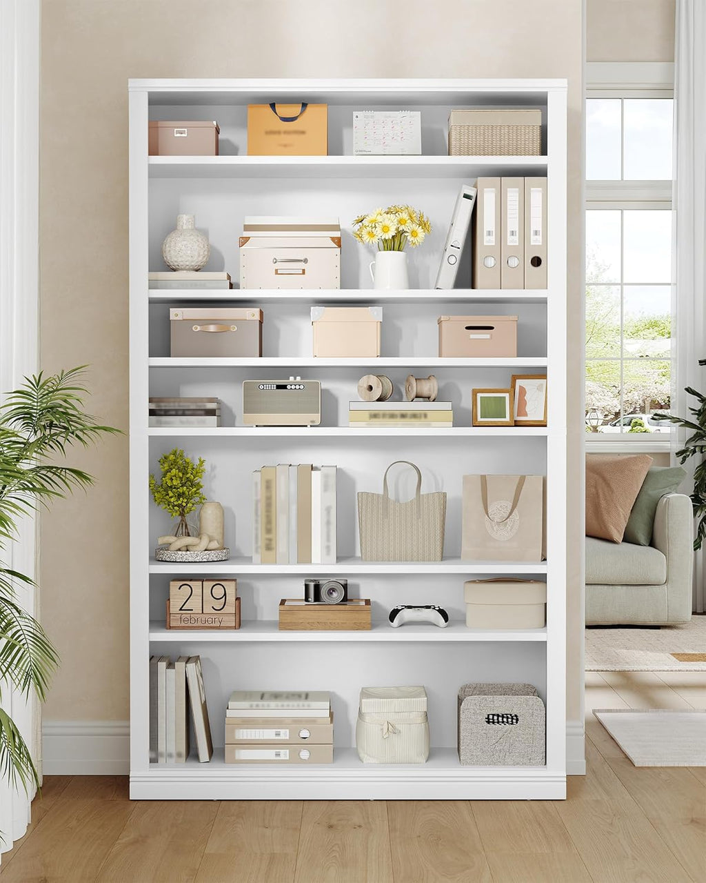 Hzuaneri Shoe Storage Cabinet, 10 Tiers Freestanding Shoe Cabinets, Wooden Shoes Rack with Cubby, 46-50 Pairs, Farmhouse Tall Shoes Cubby Organizer for Entryway, Living Room, White SR59803X