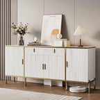 60" Modern Kitchen Buffet Cabinet, Buffets & Sideboard with Storage, Adjustable Shelves, Fluted Doors, Accent Cabinet with Drawers for Kitchen, Living Room, Hallway, White