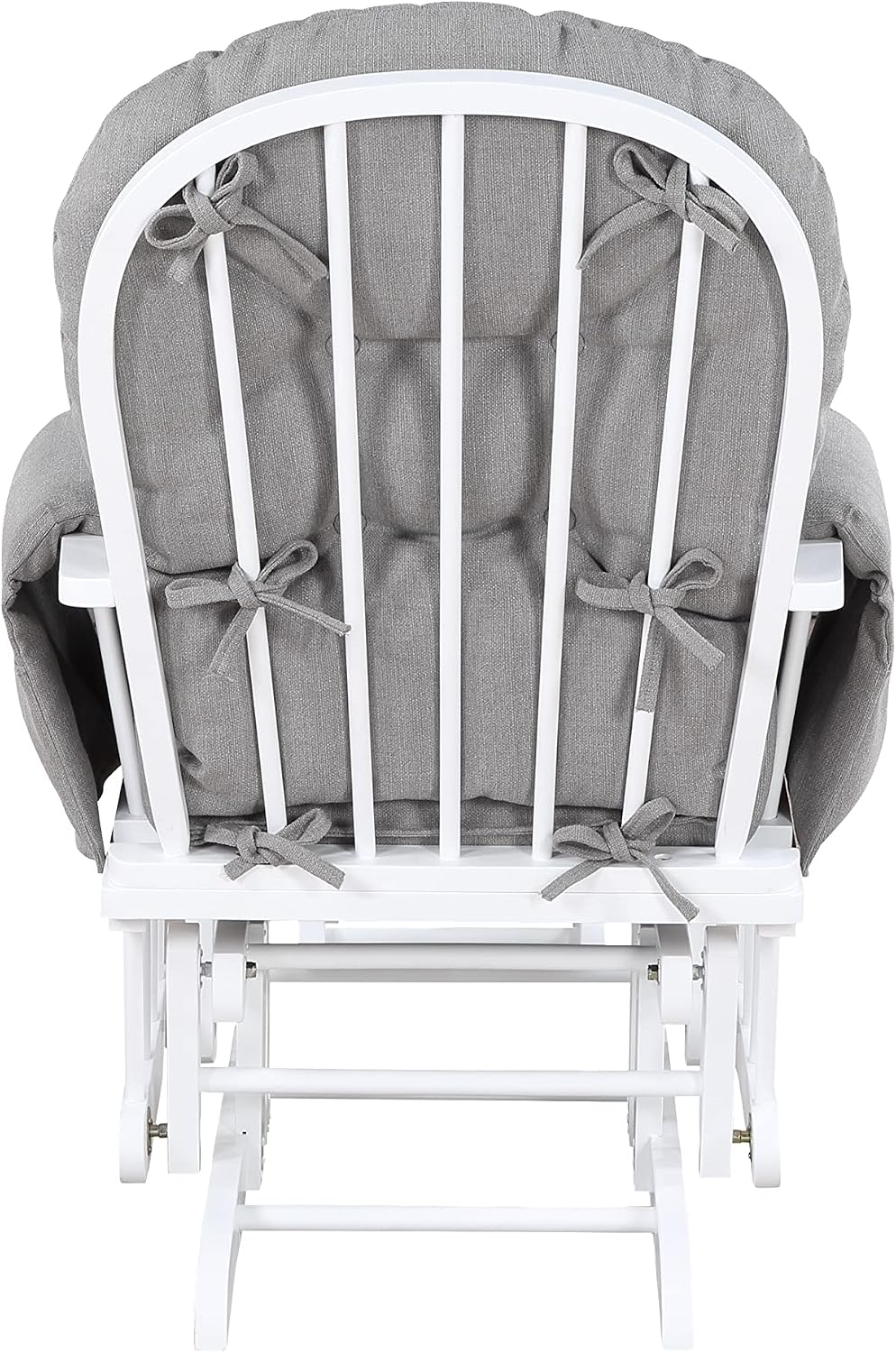 Mason Glider and Ottoman White Wood and Oyster Fabric
