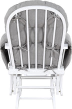 Mason Glider and Ottoman White Wood and Oyster Fabric