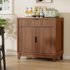 Vabches Fluted Sideboard Buffet Cabinet with Storage, 32" Coffee Bar Console Table with Drawer, Fluted Doors & Adjustable Shelf, Wood Small Buffet Cabinet for Living Room, Kitchen Dining Room, Brown