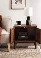 Kate and Laurel McCutcheon Modern Mango Wood Side Table with Storage Cabinet, 22 x 14 x 22, Walnut Brown, Transitional Wooden End Table for Use as Bedroom Nightstand or Entryway Decor Accent