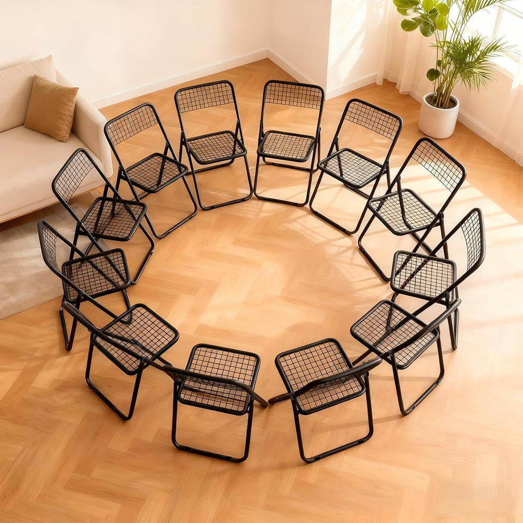JPBSTO 12 Pack Folding Chair,Balck Color,Single Piece,Foldable Space - Saving Design for Indoor/Outdoor Use