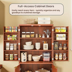 72" Tall Kitchen Pantry Cabinet, Modern Fluted Wood Storage Cabinet with Doors and 6 Shelves, 8 Door Shelves, Cupboard for Kitchen, Dining Room, Living Room and Bathroom, Walnut