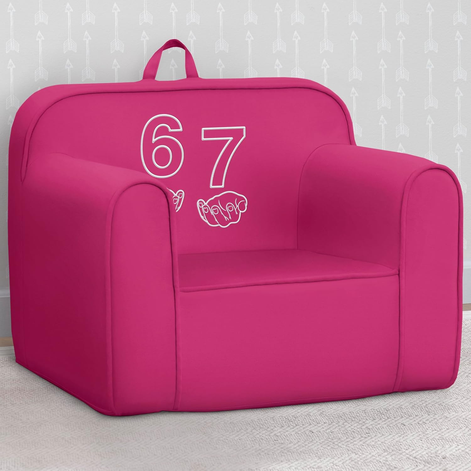 Delta Children 6-7 Cozee Chair - Foam Kids Chair for Ages 18 Months and Up, Hot Pink