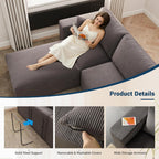 Modular Sleeper Sofa Couch Modern Sectional Couches for Living Room - 79" L-Shaped Boneless Cloud Couch - Easy Assembly Corduroy Convertible Sponge Compression Sofas with Chaise for Home House(Grey)