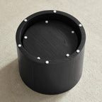 Nesting Coffee Table Set of 2, Modern Round Small Side Table Circle Accent End Table Drum Wood Center Table for Living Room Apartment Bedroom Office, No Assembly, Black