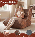 Hobestluk Bean Bag Chair for Teens Toddler Bean Bag Chair with Memory Foam Filler Leather Beanbag with Spacious Design Bean Bag Couch for Reading Gaming Relaxing (Brown, Medium)