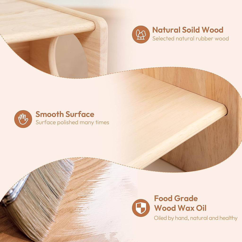 Montessori Weaning Table and Chair Set, Adjustable Toddler Furniture to 1-3 | Solid Wood Material, Multi-Scene Use, Ideal for Learning, Eating and Drawing, Safe Activity Furniture for Baby Boys and Girls
