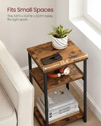 VASAGLE BARNET Collection - Side Table, Small End Table for Living Room, Modern Tall Nightstand, Bedroom, Office, Bathroom, Steel Frame, Rustic Brown and Ink Black ULET273B01