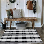 Fall Décor Plaid Rug, 2'4" x 3'7" Black&White Check Indoor/Outdoor Area Rug, Layering Rug for Hello/Welcome Doormat, Machine Washable Cotton Woven Rugs for Farmhouse Front Porch,Entryway