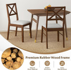 POWERSTONE Dining Chairs Set of 2, Wooden Kitchen Chairs with Soft Fabric Seat for Dining, Living Room, Restaurant - Mid Century Farmhouse Dining Chairs(Brown & White)