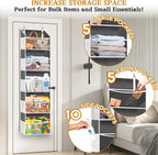 Ofiray-home 2 Pack Over Door Organizer with 5 Large Pockets, 5 Transparent Front Pockets & 10 Mesh Side, 50 lbs Weight Capacity Hanging Storage for Toys, Shoes, Diapers, Pantry