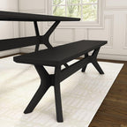 Plank+Beam Verso Dining Room Bench, 60 Inch Modern Dining Bench, Wooden Bench for Dining Room, Entryway Bench, Minimalist Room Bench, Black