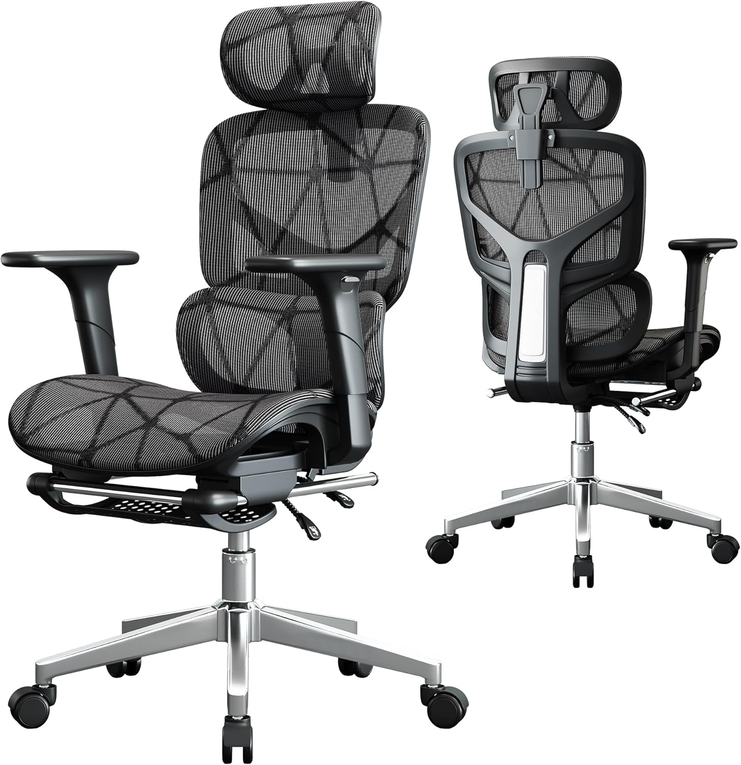 Office Chair with 3D Adjustable Lumbar Support,Ergonomic Computer Chair,Adjustable Headrest and Armrests, 400lbs Capacity,Tilt-Swivel,Premium Mesh Desk Chair for Office,Home & Gaming (Black)