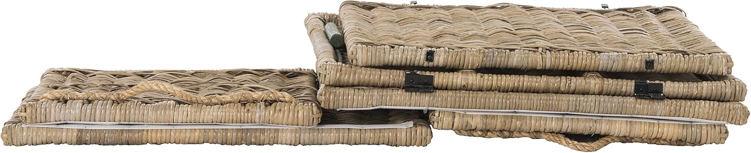 happimess HPM9001C Caden 30" Wicker Storage Trunk, Collapsible for flat storage, Rattan-Kubusoft Gray, Coastal for Office, Dorm Room-LivingRoom, Bedroom, Dining Room, Natural