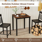 GOFLAME Square Bar Table, Counter Height Pub Table with Rubber Wood Legs, 30 x 30 x 36 Inch Cocktail Table, Dining Table for Kitchen, Bistro, Restaurant, Small Space, Black & Brown