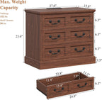 VVFLU 27.6" Wide Farmhouse Nightstand with Charging Station, 3 Drawer Nightstands Set of 2, Larger Side Table End Table, Modern Night Stand for Bedroom, Living Room, Cherry Nightstand