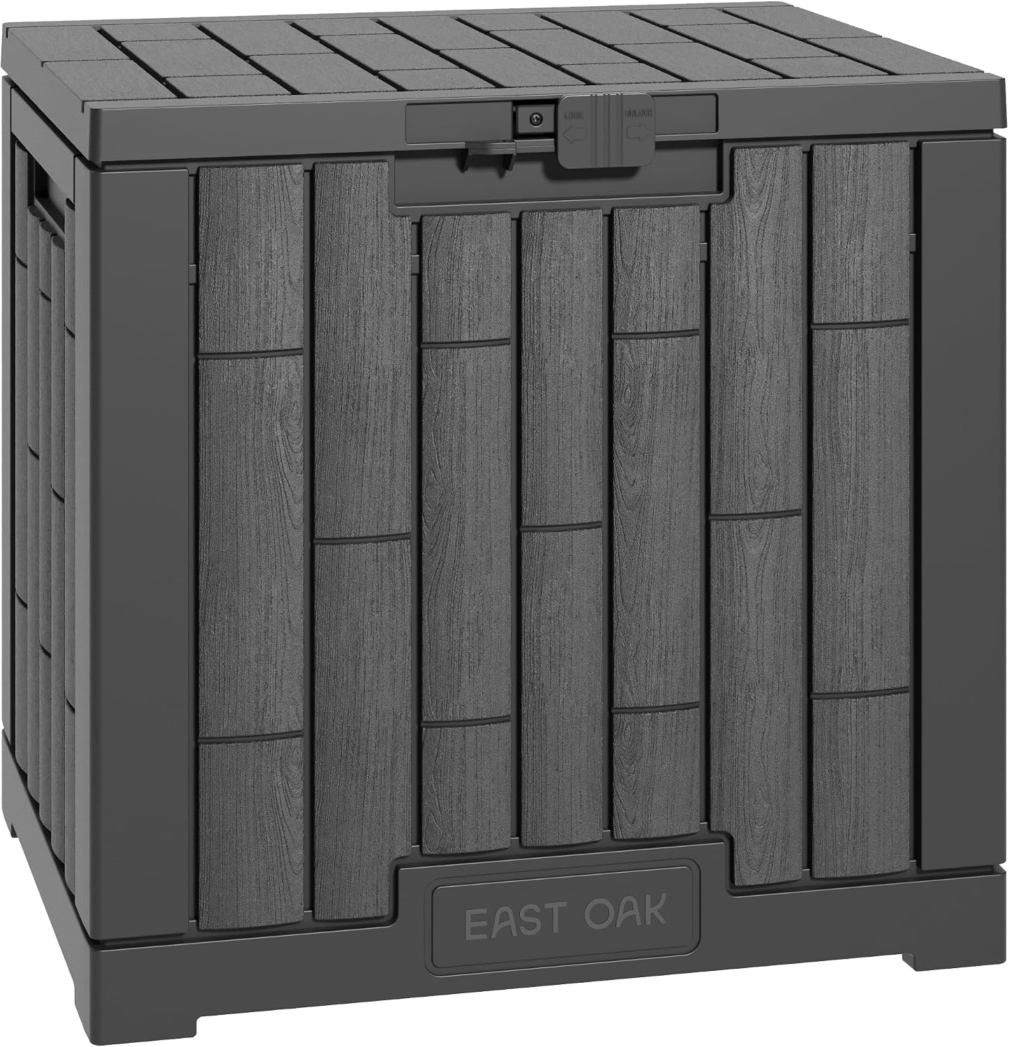 EAST OAK Outdoor Storage Box, 31 Gallon Deck Box for Patio Cushions, Pool Accessories & Garden Tools, Waterproof Resin Storage Container, Ash Grey