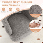 HONEY JOY Toddler Couch, Comfy Kids Chair w/Solid Wooden Frame & Sherpa Fabric, Upholstered Armchair Preschool Furniture, Baby Couch for Playroom, Kids Sofa for Girls Boys (Grey)