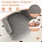 KOTEK Comfy Toddler Chair, Sherpa Kids Armchair with Rubber Wood Legs, Children Reading Chair for Boys & Girls, Upholstered Kids Sofa for Playroom Bedroom Nursery (Grey)