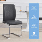 Modern Dining Chairs Set of 4, Faux Leather High Back Side Chairs Stylish Armless Chair with C-Shaped Tube Chrome Metal Legs for Dining Room Kitchen Office (Grey02-Silver Leg, Set of 4)
