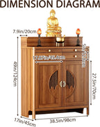 Buddhist Altar De Muertos De Madera Shrine, Solid Wood Frame Buddhist Altar Cabinet with Storage and Drawer, Chinese Buddha Niche Shrine Tables for Home, Office (39" L X 18" W X 49" H, Wood)