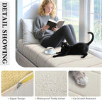 Wenqik Bench Cushion 40x20x4 Inch for Indoor Outdoor Furniture Tufted Thicken Bay Window Seat Cushion Non Slip Waterproof Dining Piano Bench Pad Pillow Anti Cat Scratch for Patio Porch Swing, Beige